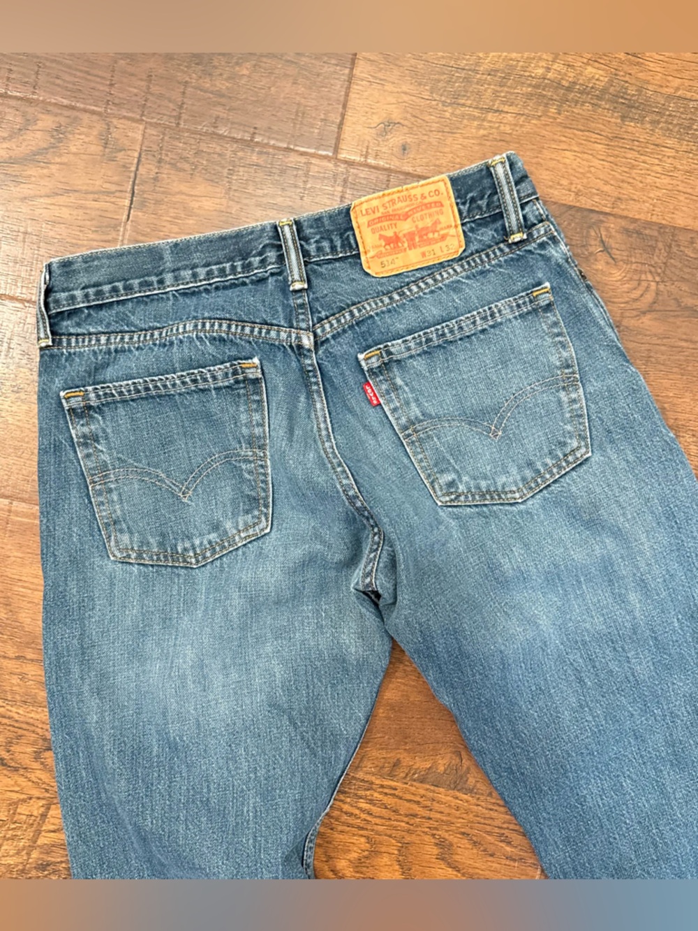 Levi's 31X32 514 100% Cotton Straight Fit Blue Denim Jeans - Picture 4 of 5